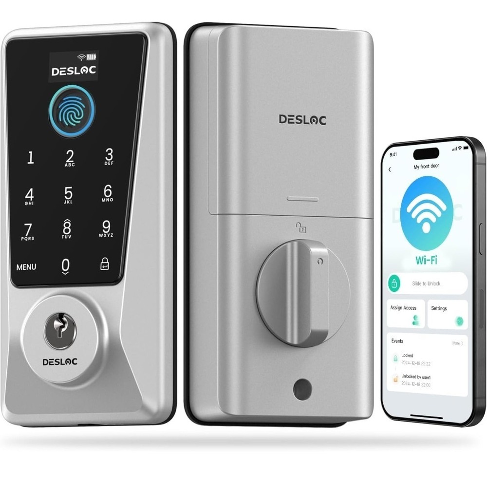 DESLOC D110 Plus WiFi Smart Lock Fingerprint Keypad Deadbolt App Silver
